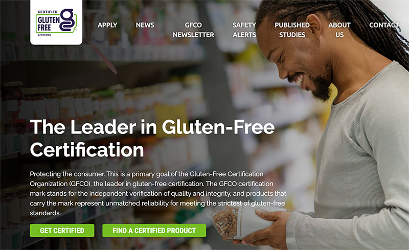 Certified gluten free GFCO.org website