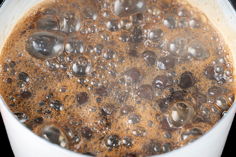 Stir fry boba or tapioca pearls in brown sugar syrup