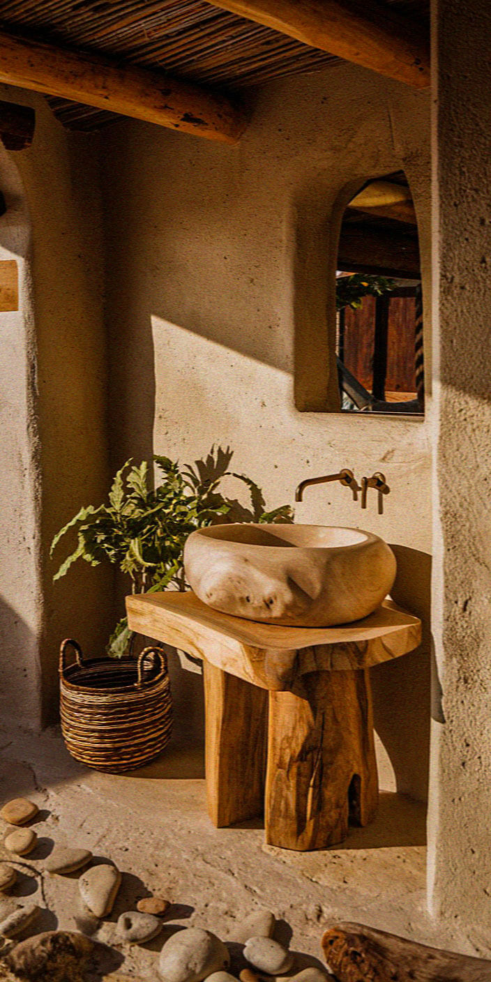 Natural stone sink basin