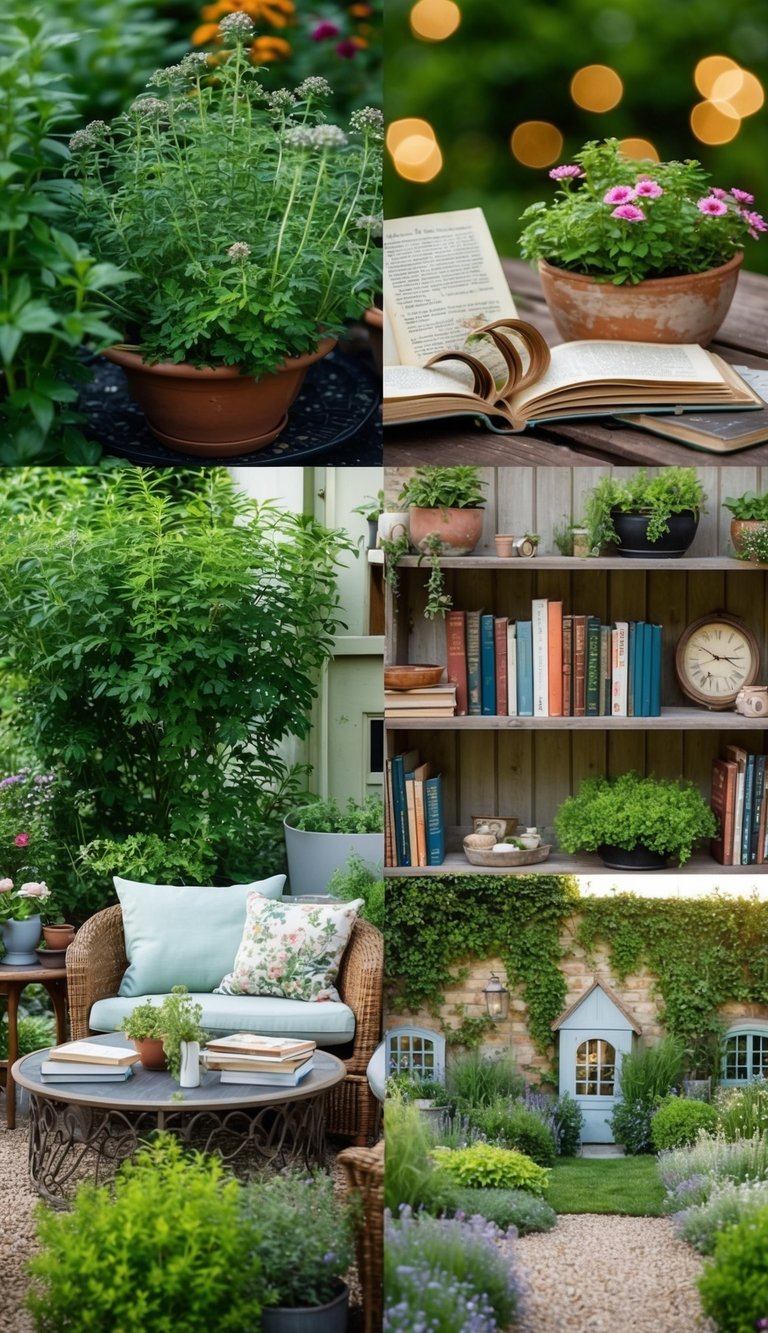 A quaint herb garden with 57 cozy English country reading nooks