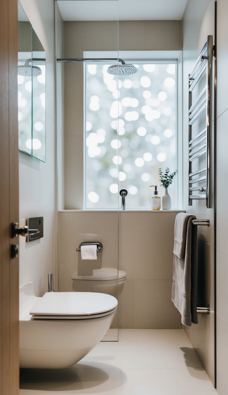 A small modern bathroom with sleek acrylic accessories for a clean and minimalist look
